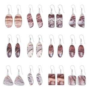 Pendientes Artesanales de Plata Fina Chapada con Gema de Jaspe de Coco Natural en Forma de Corazones, con Engaste de Bisel, Regalo para Bodas y Fiestas - Product Image 2