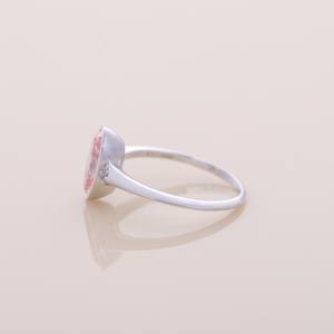 IGI Certified Oval Cut Pink Diamond Bezel Set Engagement & Wedding <b>Ring</b> In 14K White / Rose / Yellow Gold with Side Accents - Product Image 2