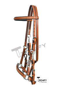 Conjunto de Brida para Caballo de Resistencia Personalizada, con Riendas de Goma, Cabezal Acolchado de Cuero, Cómodo y Duradero para Equitación - Product Image 3