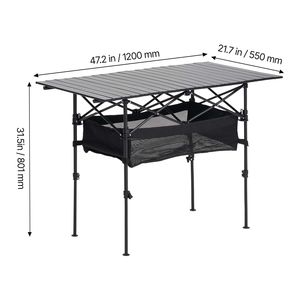 Lightweight Aluminum Folding Camping <b>Table</b> Portable Roll Side <b>Tables</b> <b>Adjustable</b> <b>Height</b> Large Storage Bag for Outdoor Activities - Product Image 4