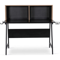 Bureau de jeu pour ordinateur avec panneau perforé, porte-gobelet et crochets pour casque, idéal pour salle de jeu à domicile et bureau d'e-sport