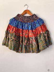 Femmes été décontracté Flowy Patchwork Hippie Festival robe Style bohème soie Mini jupe à plusieurs niveaux couche longue fluide confortable - Product Image 4