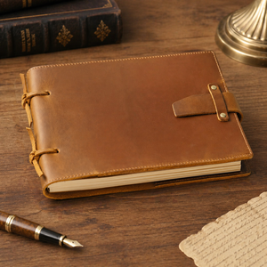 NEW ERA Retro Handcrafted Genuine Leather Hardcover 2-Hole Loose Leaf Notebook Journal Sketchbook Handdrawn Sketch <b>Pad</b> - Product Image 1
