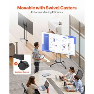 Carrello TV Mobile con Ruote, Supporto Monitor Portatile Regolabile in Altezza, Staffa TV su Ruote per Schermi da 32-65 Pollici, Capacità 88 Libbre - Product Image 2