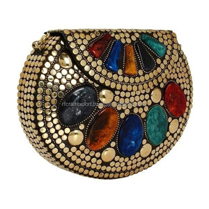 Nuevo bolso de mano de piedra de resina de Metal mosaico hecho a mano de la mejor calidad bolso de noche bolso de fiesta aniversario de la India por RF Crafts - Product Image 2