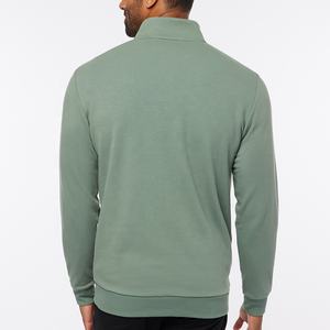 Logo personnalisé Hommes grande taille coupe ajustée confortable doux couleur unie à manches longues polaire chaud quart fermeture éclair Golf Pull - Product Image 2