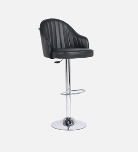 Black Leatherette Contemporary Commercial Bar <b>Stool</b> Swivel Counter Height Cushioned <b>Seat</b> Ergonomic Adjustable Height Metal - Product Image 1