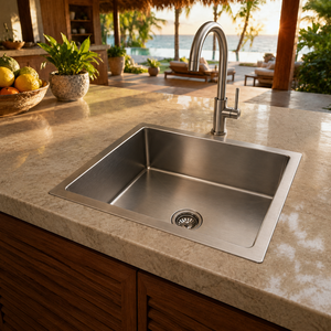 Brushed Stainless Steel 304 Grade <b>Kitchen</b> <b>Sink</b> Industrial Style Single Bowl Workstation Basin - Product Image 2