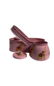 Boîte à épices décorative en métal émaillé rose avec poignée, ensemble de boîtes de rangement florales pour la cuisine et la maison - Product Image 2