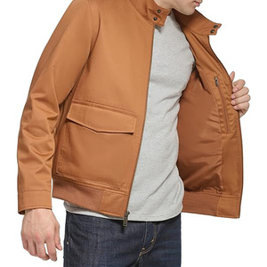 Men's Brown Stand Collar Zip Blouson <b>Jacket</b> <b>Corduroy</b> Trim Windproof Casual Autumn Coat Bomber <b>Jacket</b> - Product Image 6