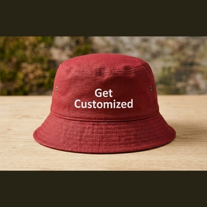 Chapeau Bob en Coton Rayé Rouge Personnalisable avec Texte DIY – Casquette de Soleil Unisexe de Haute Qualité pour Fêtes à la Plage - Product Image 2