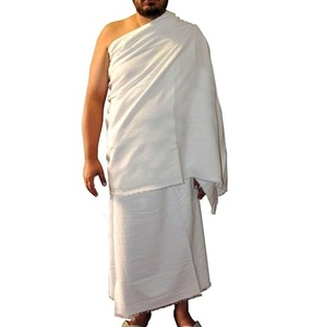Vêtements d'Ihram pour hommes pour le Hajj et l'Omra – Ensemble de serviettes légères et douces blanches, en coton respirant, style Dubaï, pour musulmans du Moyen-Orient - Product Image 1