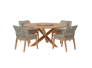 Juego de Muebles de Jardín de Lujo Moderno de 4 Piezas de Madera de Teca Sólida Reciclada, Mesa y Sillas Duraderas para Uso en Villas, Apartamentos y Hoteles - Product Image 4