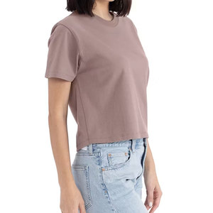 <b>Aesthetic</b> Women Crop T-Shirt Summer Graphic Print Short Sleeve Cotton Slim Fit Vintage Cropped Tee for Cropped T Shirt Wholesale - Product Image 5