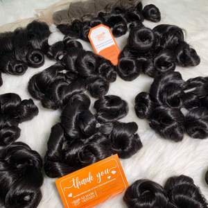 Extensions de cheveux ondulés océan couleur naturelle pleine longueur Double dessiné 100% faisceau de cheveux humains bruts de haute qualité - Product Image 2