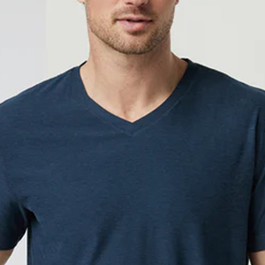 Col en V élégant pour un style streetwear décontracté, prix usine avantageux, couleur unie, 2026, coupe décontractée confortable pour homme avec logo - Product Image 2