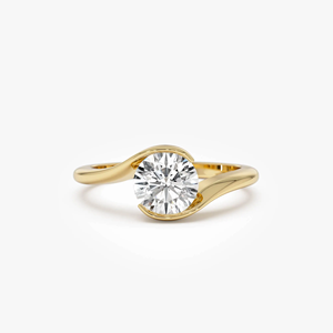 Bague de fiançailles en or jaune de qualité supérieure pour femme, sertie de diamants ronds, style classique, bijoux en pierre naturelle - Product Image 5