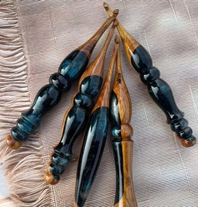 Handmade Blue Resin Natural Wood Angel <b>Crochet</b> Needles Ergonomic Soft Handle Customized Color Logo for Knitting-Craft - Product Image 1