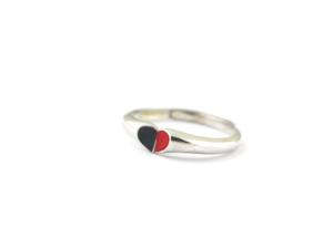 Anillo de Plata de Ley 925 con Corazón Esmaltado en Negro y Rojo para Mujer - Product Image 5