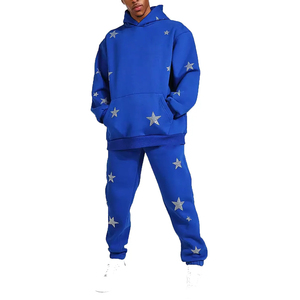 Conjunto Deportivo de Lujo para Hombre con Pedrería, Sudadera con Capucha y Pantalones de Alta Calidad con Logotipo Personalizado, Ropa Deportiva de Invierno con Estampado de Estrellas - Product Image 1