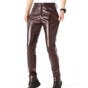 Pantalon en cuir tendance pour homme, léger, imperméable, style streetwear moderne, coupe confortable, pantalon en cuir pour homme en vente en ligne - Product Image 1