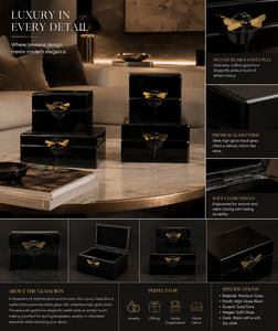 Luxury Black Mirror <b>Glass</b> Decorative Storage Box Set Dragonfly <b>Knob</b> Premium Jewelry Vanity Organizer Boxes Home Decor Lacquered - Product Image 5