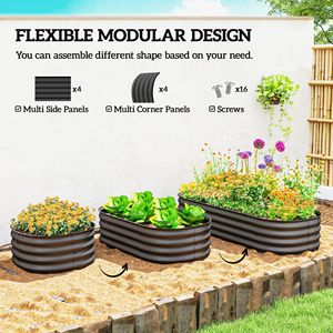 Kit per Aiuola Rialzata in Metallo Zincato Grigio Scuro 4,9 x 2 x 1 con Bordo di Sicurezza per Vasi e Fioriere - Product Image 4