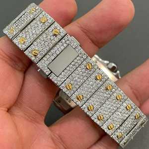 Montre de luxe bicolore à cadran arabe sertie de diamants pour homme, montre-bracelet automatique en acier inoxydable, design haut de gamme - Product Image 3