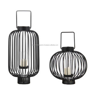 Lanternes Marocaines Avec Poignées En Corde Pilier Enduit Noir Bougeoirs Fêtes De Mariage Bougeoirs Éclaircissants Nouveau Style - Product Image 5