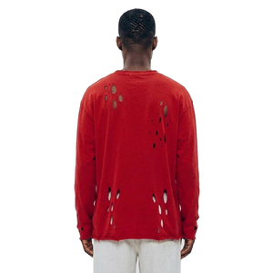 T-shirts déchirés pour hommes style streetwear, à épaules tombantes, pour tenue décontractée - Product Image 2