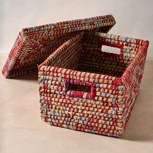 Rectangular seagrass <b>basket</b> with stitching Handmade <b>Storage</b> <b>Basket</b> Wholesale eco-friendly Made Viet Nam - Product Image 1