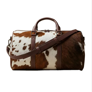 Sac de voyage en cuir de vachette pleine fleur à poils, léger et grande capacité, avec fermeture éclair, pour marque privée - Fournisseur OEM LHODB-0023 - Product Image 6