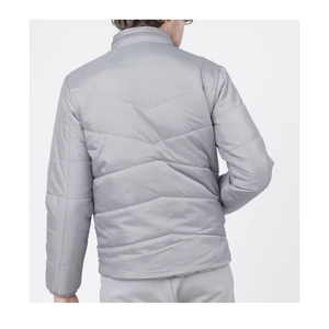 Light Gray Silver Custom Men <b>Padded</b> Jacket Stand Collar Lightweight Quilted Zip Winter Coat OEM Factory Premium Outerwear - Product Image 2