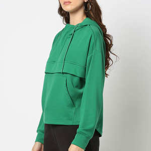 Sudadera verde extragrande para mujer, informal, de forro polar suave, para uso diario, top de moda de invierno - Product Image 2