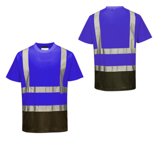 เสื้อยืดนิรภัยสะท้อนแสงสีน้ำเงินสำหรับผู้ชาย แห้งเร็ว ผลิตจากโพลีเอสเตอร์ เหมาะสำหรับงานกลางแจ้ง แขนสั้น ใส่สบายในฤดูร้อน - Product Image 2
