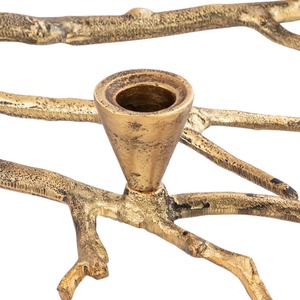 Candélabre doré orné en forme de branche, avec plusieurs coupelles pour bougies coniques allumées, parfait pour la décoration de table rustique - Product Image 6