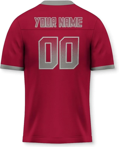 Maillot de football américain personnalisé anti-bactérien à manches courtes, uniforme de match, taille XL et plus, transfert thermique - Product Image 2