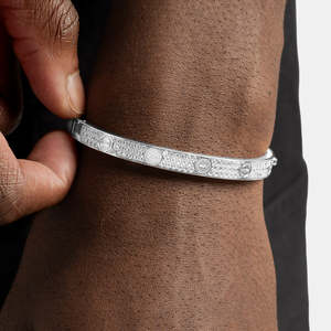925 Sterling Silver Iced <b>Bangle</b> Bracelet Micro Pave Screw Cuff Bracelet Luxury Hinged Bracelet <b>for</b> <b>Men</b> Women - Product Image 3