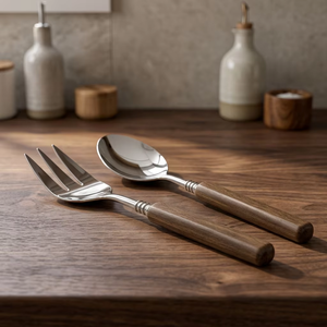 Juego de Cubiertos para Ensalada con Acabado Negro, Cuchara y Tenedor Decorativos de Metal para Accesorios de Cocina Modernos, Decoración de Restaurantes y Hogar - Product Image 6