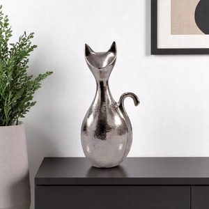 Sculpture de chat Home Roots pour table, 9,5x10x3,5 pouces, décoration artistique faite à la main, décoration contemporaine pour salon - Product Image 4