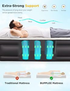 Colchón inflable completo con bomba y cable incorporados, colchón inflable elevado de 18'' para acampar, capacidad máxima de 600 lb. - Product Image 2