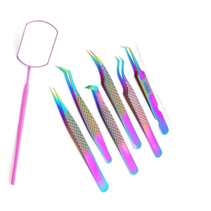 Custom Mirror Eyelash Tweezers Private Label Stainless Steel Lash Extension Tweezers with Custom Packaging <b>Precision</b> <b>Tool</b> - Product Image 1
