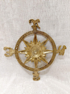 Rose de boussole en laiton, plaque murale nautique, décoration murale maritime vintage, décoration de boussole de roue de bateau côtier antique - Product Image 4