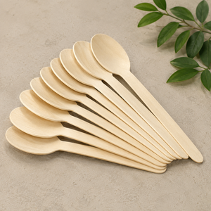 Ensemble de couverts jetables en bois EcoRev ECO71, couteau, fourchette, cuillère, 158 mm, écologiques, biodégradables, sans danger pour les aliments, pour les fêtes - Product Image 5