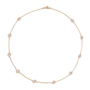 14K Gold Bezel Set Diamond Station <b>Necklace</b> 18 Inches Multi Stone Diamond By Yard Layering Choker Chains Wholesale Factory Price - Product Image 5