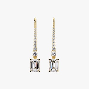 Boucles d'oreilles pendantes en or 14 carats de qualité supérieure avec diamant de laboratoire taille émeraude 35 mm, bijoux élégants en diamant fin, cadeau pour femme - Product Image 5