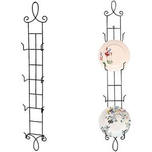 Elegant Iron Metal Plate Rack Black Finished Perfect For Kitchenware <b>Tabletop</b> Standing Multifunction Plate <b>Storage</b> Holder - Product Image 2