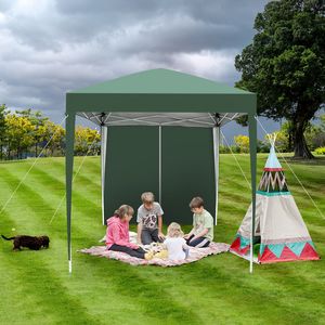 Tenda da Campeggio Pratica 2x2m con Due Porte e Due Finestre, Design Pieghevole ad Angolo Retto, Verde Impermeabile - Product Image 6