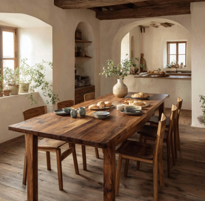 Juego de Mesa de Comedor de Madera de Teca de Alto Brillo, Moderno y de Lujo, con Acabado Marrón Perfecto, Color y Tamaño Personalizables, Muebles de Comedor Más Vendidos - Product Image 2