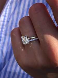 Bagues de fiançailles solitaires 4 carats en diamant de laboratoire taille coussin, en or massif 10k 14k 18k, sertissage 4 griffes, bague de mariée simple, prix usine B2B - Product Image 3